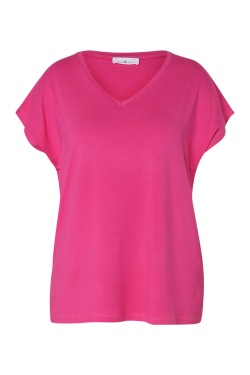 T-shirt uni en viscose-Paprika-10