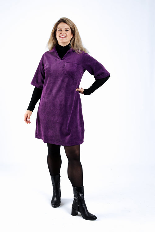 Robe en velours côtelé unie-Paprika-6