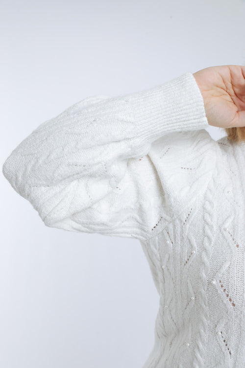 Pull torsades et perles uni-Paprika-7