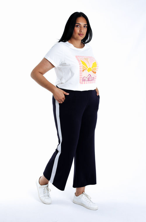 Pantalon jogging uni avec bande sport coté-Paprika-5