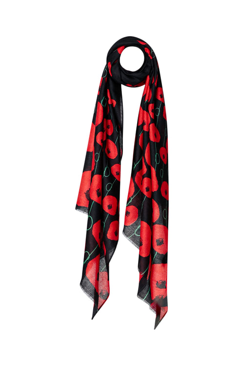 Foulard en viscose imprimé coquelicots-Paprika-1