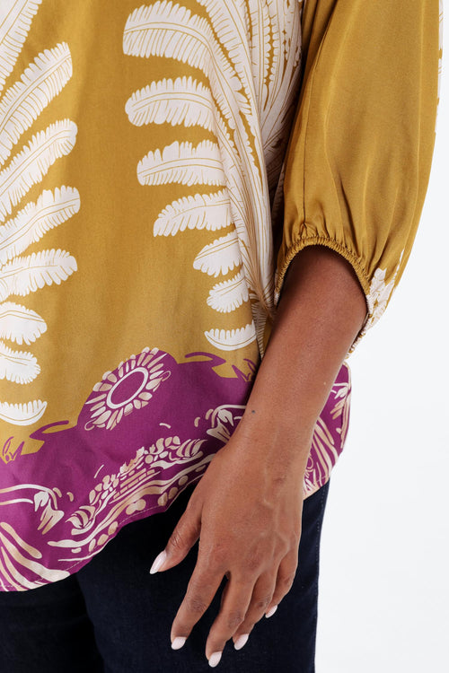 Blouse en viscose imprimé palmes-Paprika-3