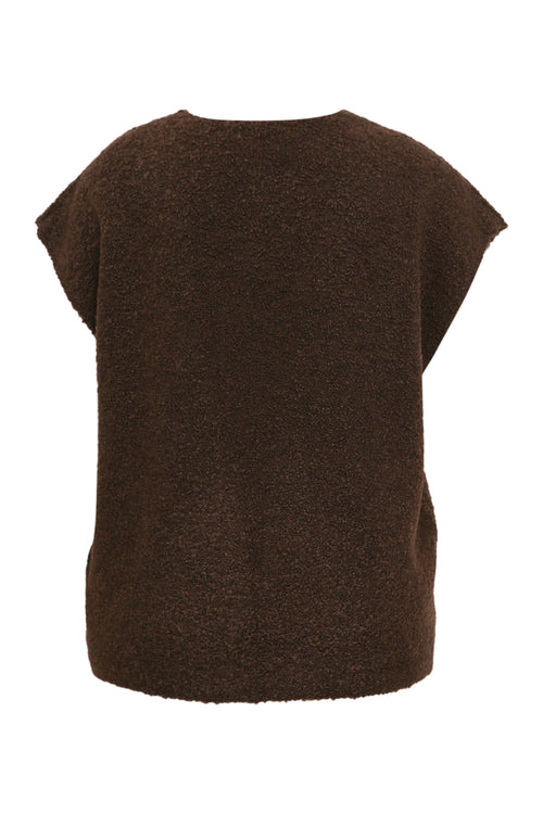 Gilet sans manches maille bouclette uni-Paprika-2