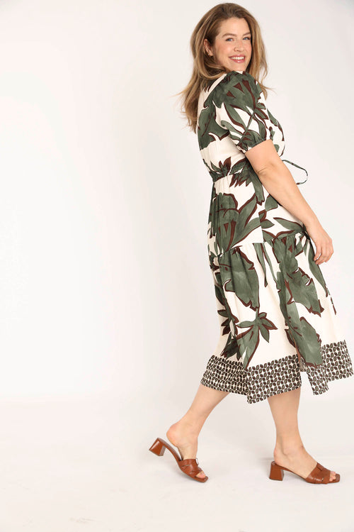 Robe en viscose imprimé feuilles-Paprika-7