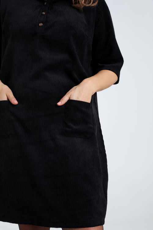 Robe courte unie en velours-Paprika-4