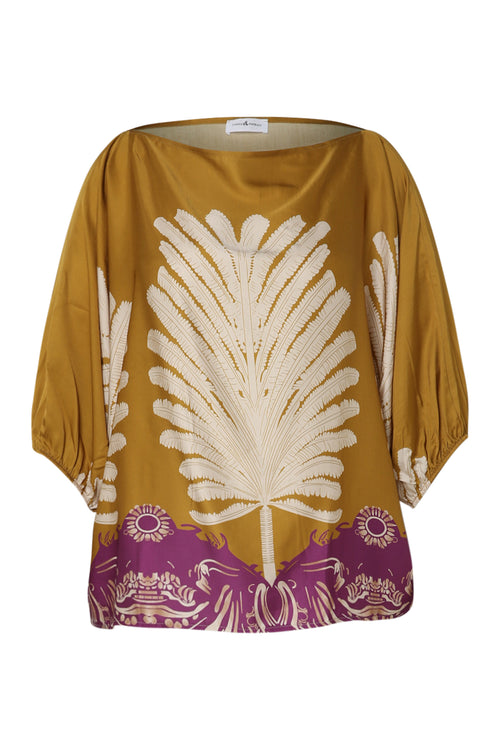 Blouse en viscose imprimé palmes-Paprika-2