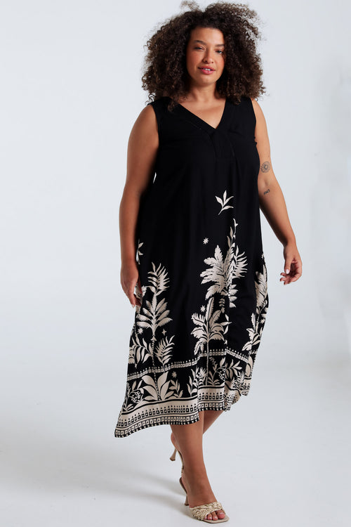 Robe en viscose imprimé feuillage-Paprika-8
