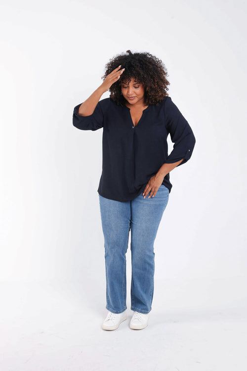 Blouse unie détail bijoux-Paprika-6