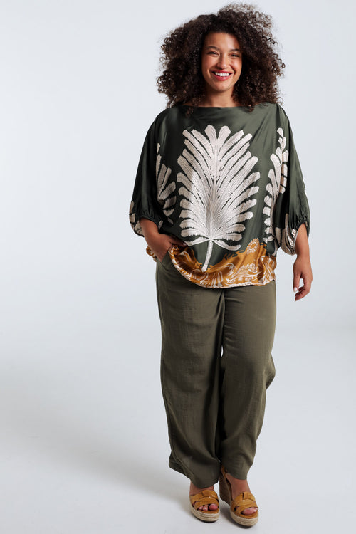Blouse en viscose imprimé palmes-Paprika-8