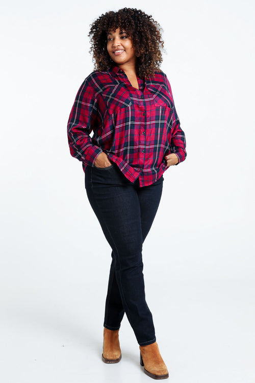 Chemise à carreaux en viscose-Paprika-7