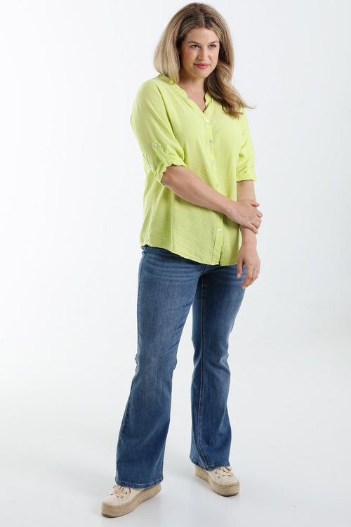 Blouse en viscose uni-Paprika-9