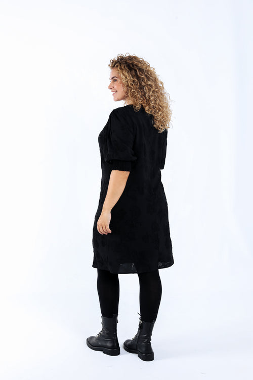 Robe courte unie avec motif en relief-Paprika-2