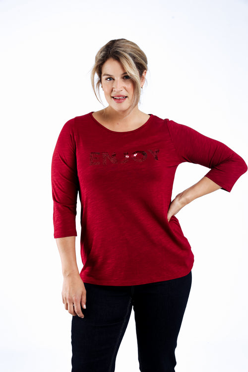 T-shirt en coton uni Enjoy-Paprika-2