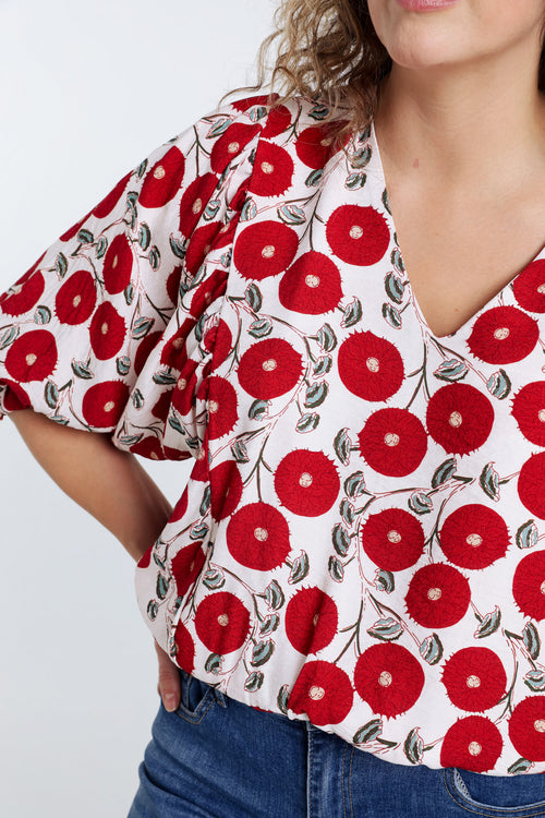 Blouse boite imprimé floral-Paprika-5