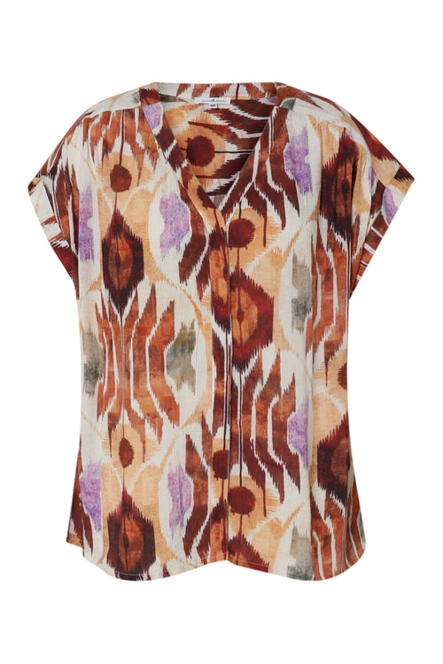 Blouse en viscose imprimé Ethnique-Paprika-9