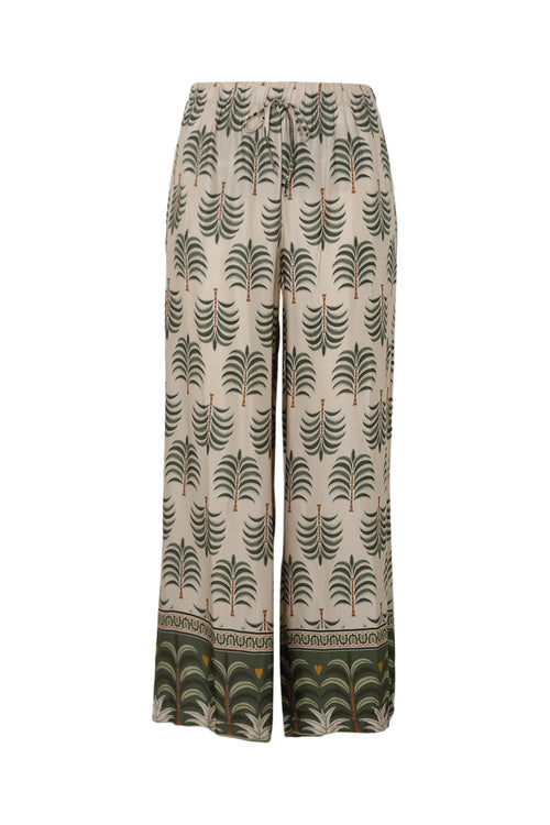 Pantalon effet satin imprimé palmier-Paprika-10