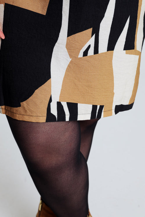 Robe en viscose imprimé graphique-Paprika-6