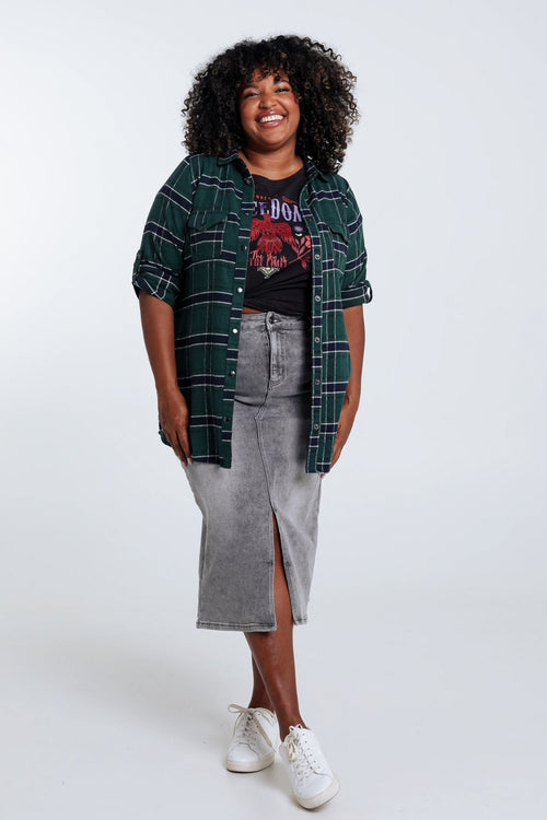 Jupe fendue en jeans-Paprika-9