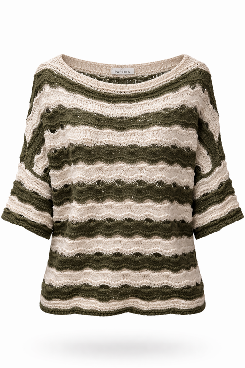 Pull en crochet rayé-Paprika-2