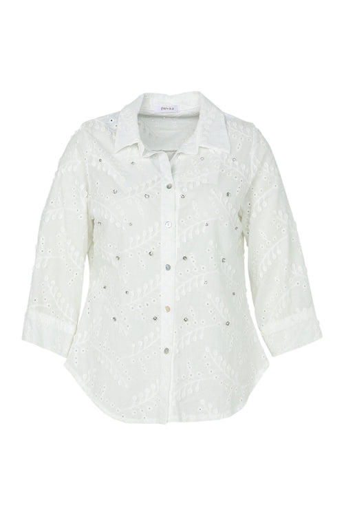 Chemise en coton avec brillants-Paprika-10