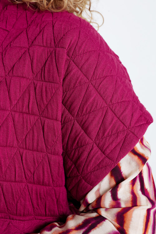 Veste kimono matelassée unie-Paprika-3