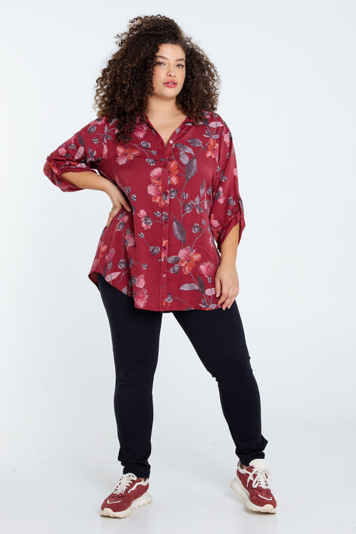 Chemise imprimé floral avec strass-Paprika-9