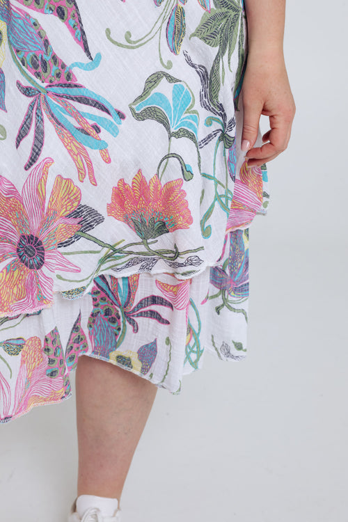 Robe en gaze de coton imprimé floral-Paprika-5