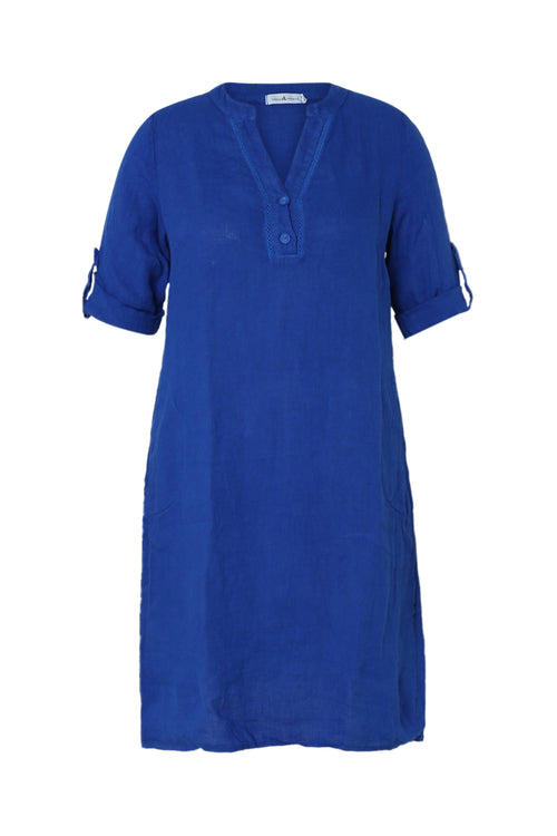 Robe tunique en lin unie-Paprika-10