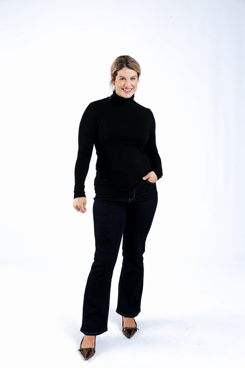 T-shirt col roulé en viscose uni-Paprika-5