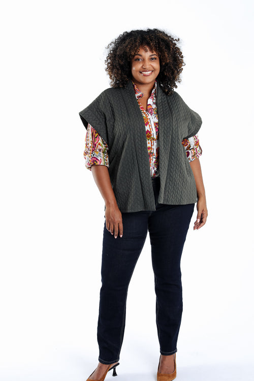 Veste sans manches unie détail tressé-Paprika-9