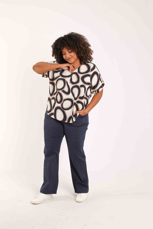 Blouse imprimé ronds graphiques-Paprika-7