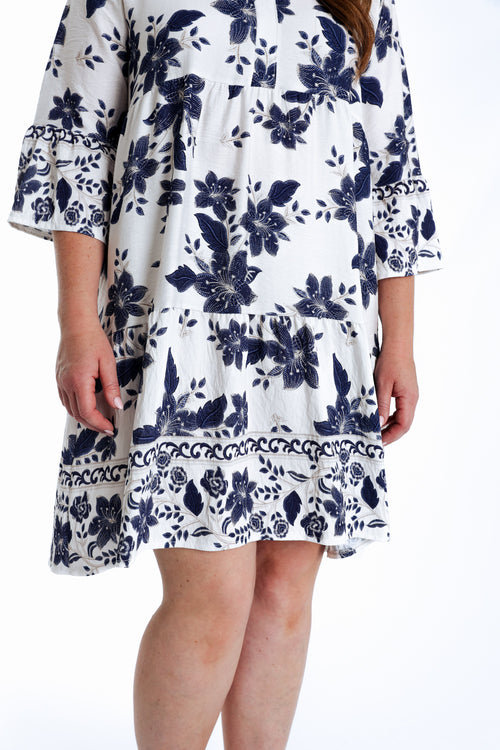 Robe courte en viscose imprimé floral-Paprika-6