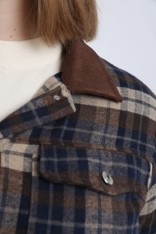 Chemiser à carreaux avec col velours-Paprika-7