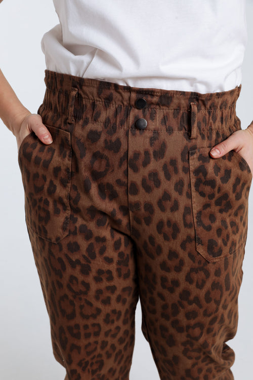 Pantalon en coton imprimé peau de bête-Paprika-4