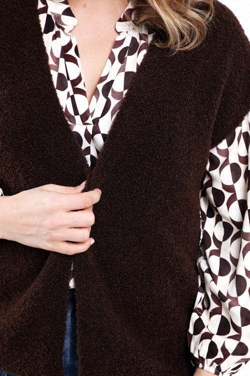 Gilet sans manches maille bouclette uni-Paprika-4