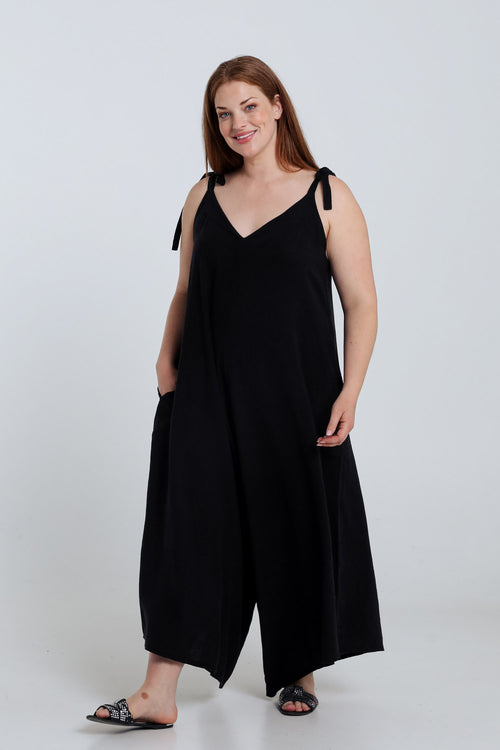 Combinaison en lin et viscose unie-Paprika-7