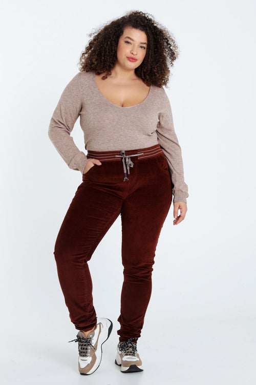 Jegging slim en velours-Paprika-7