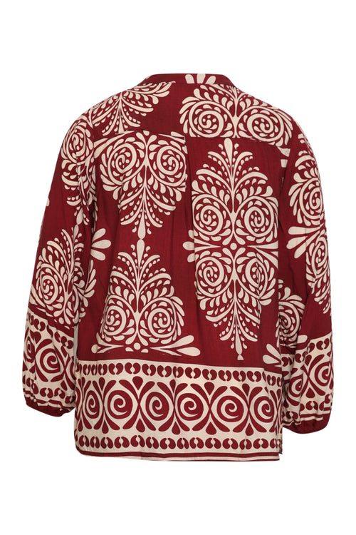 Blouse en viscose imprimé cachemire-Paprika-2