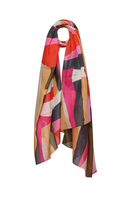Foulard en coton imprimé graphique-Paprika-1