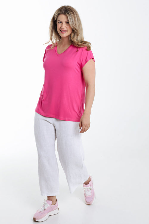 T-shirt uni en viscose-Paprika-9