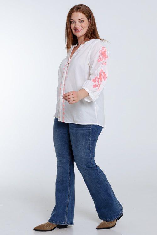 Blouse en coton avec broderies-Paprika-8