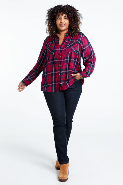 Chemise à carreaux en viscose-Paprika-8