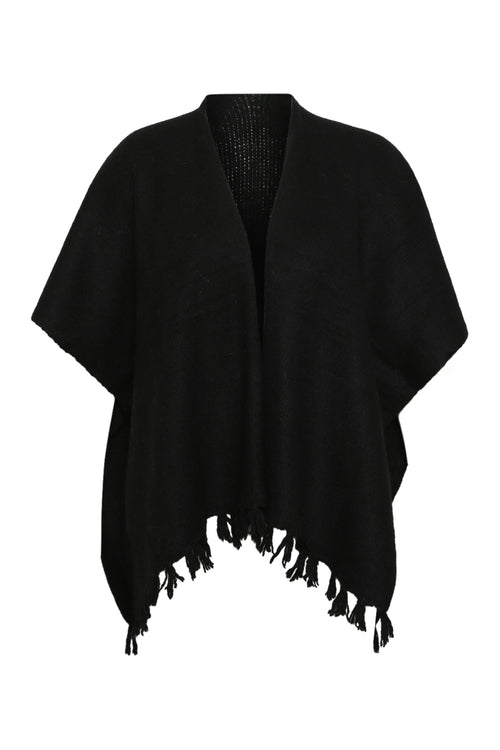 Poncho uni à franges-Paprika-1