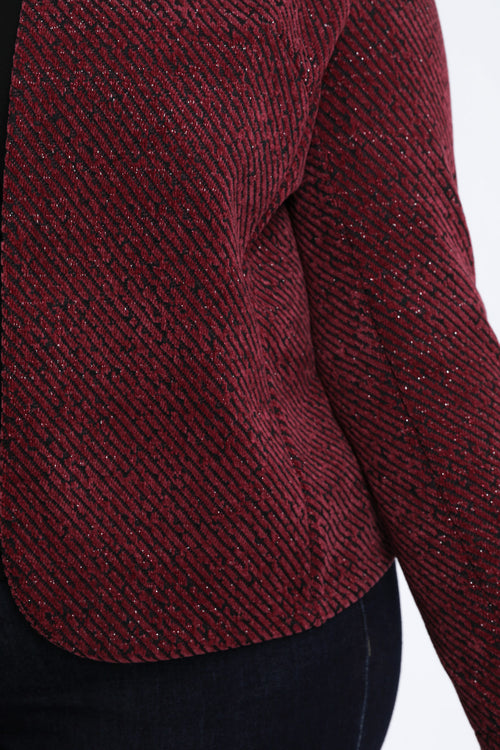 Veste jacquard bicolore avec lurex-Paprika-5