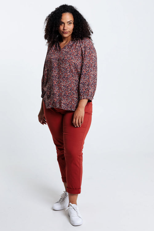 Blouse imprimé peau de bête en viscose-Paprika-9