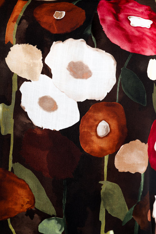 Blouse en viscose imprimé coquelicots-Paprika-5