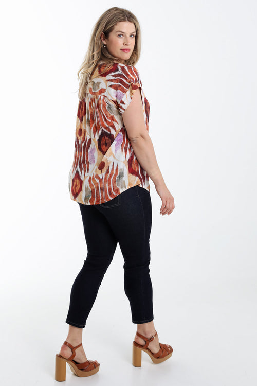 Blouse en viscose imprimé Ethnique-Paprika-2