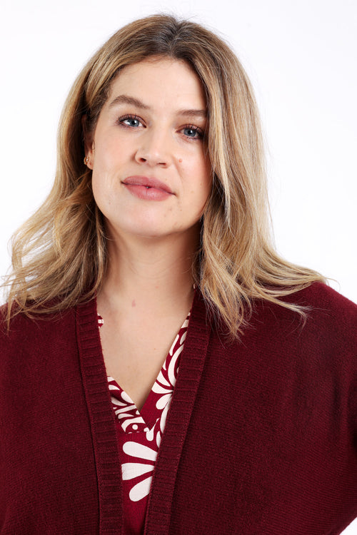 Cardigan long en viscose uni-Paprika-1