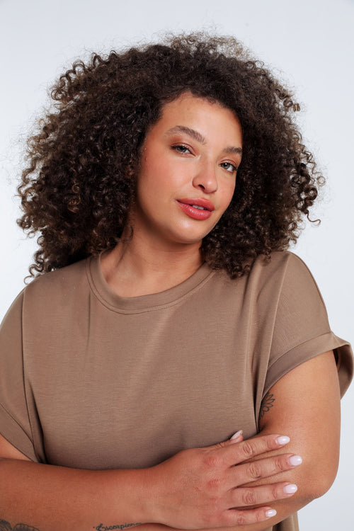 Robe longue unie en viscose-Paprika-3