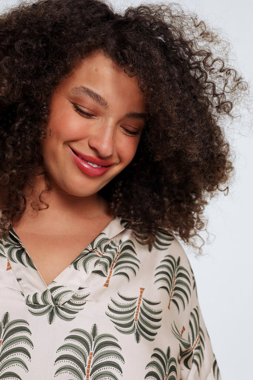 Blouse en viscose imprimé palmier-Paprika-3